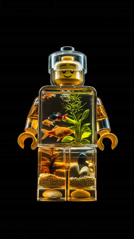 Goldfish object, transparent minifig aquarium