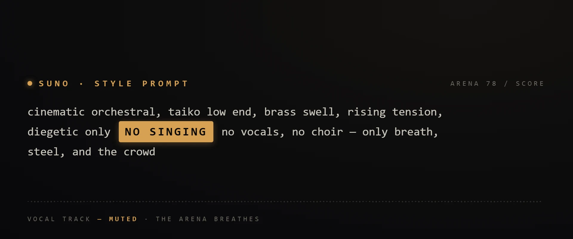 No singing, Suno style prompt